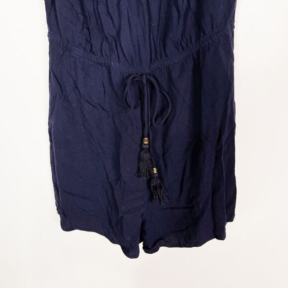 Xhilaration Womens XSmall XS Navy Blue Embroidered Tie Waist Romper Keyhole Back - Picture 4 of 8